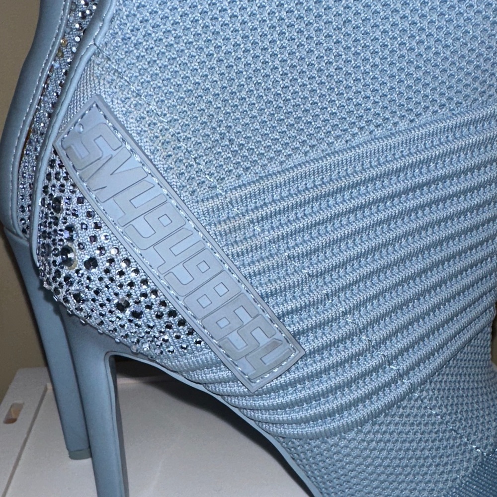 Steve Madden Blue Knit Studded Heeled Boots - Picture 5 of 5